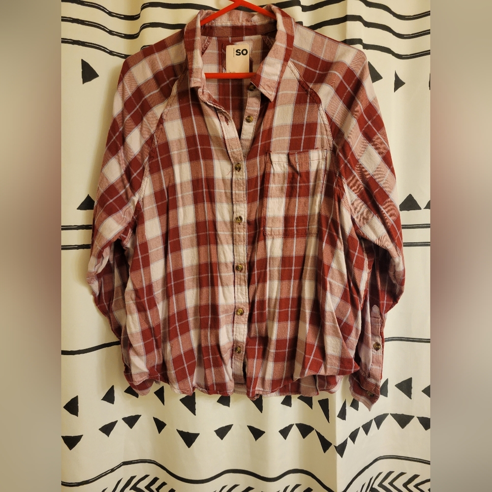 SO plaid bottom down shirt